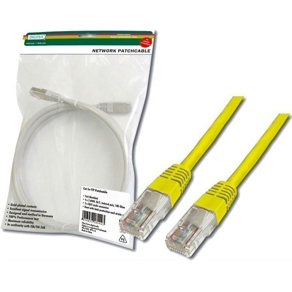 Патч-корд DIGITUS CAT 5e UTP, 3м, AWG 26/7, Cu, PVC, желтый