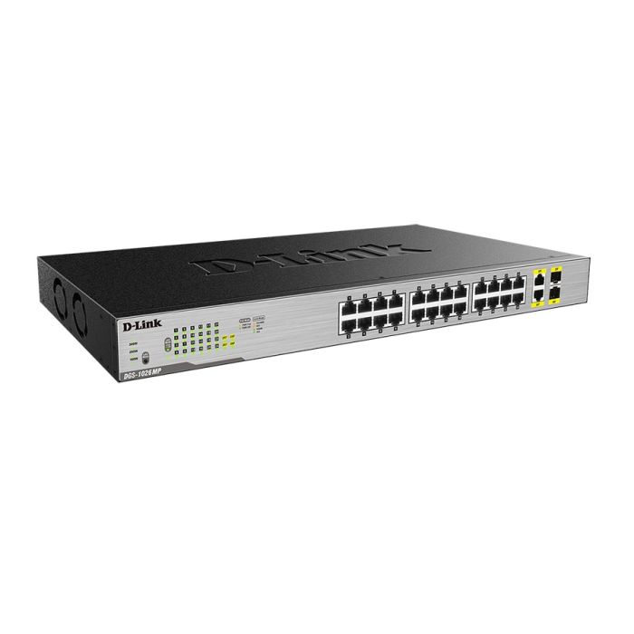 Коммутатор   24x1GE PoE, 2xSFP/GE, 370W D-Link DGS-1026MP