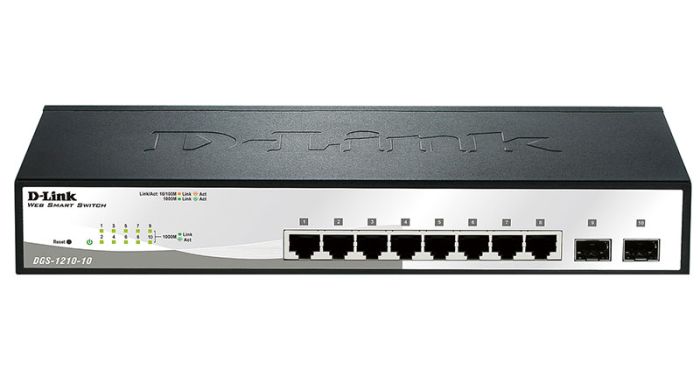 Комутатор   8xGE, 2xSFP WebSmart D-Link DGS-1210-10