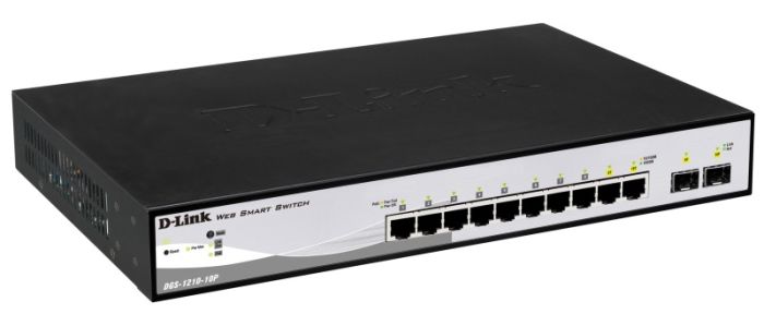 Комутатор   8xGE PoE, 2xSFP, WebSmart D-Link DGS-1210-10P