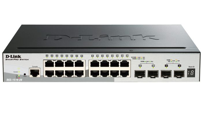 Switch  16xGE, 2xSFP, 2xSFP+, SmartPro D-Link DGS-1510-20