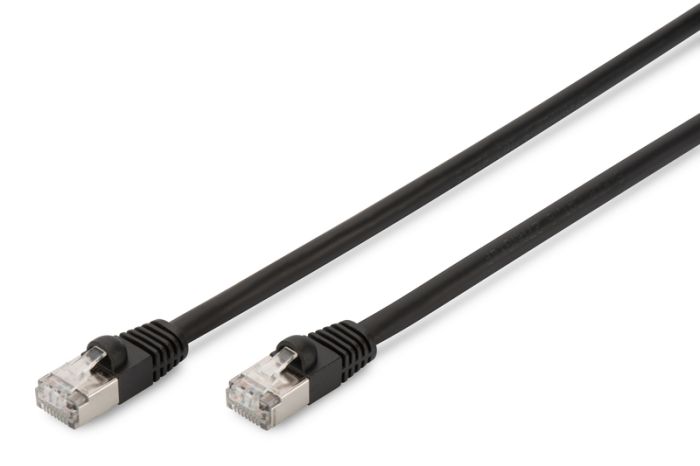 DIGITUS CAT 6 S-FTP outdoor patch cable, Cu, PE, AWG 27/7, length 3 m, black sheath color