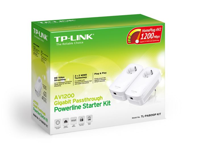 Комплект Адаптерiв Powerline TP-LINK  AV1300, 1xGE, (TL-PA8010 2шт), Розетка TP-Link TL-PA8010PKIT