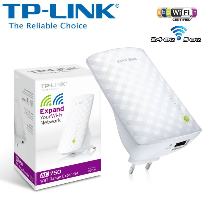 TP-LINK WiFi Range Extender  AC750, 1хFE LAN, MESH TP-Link RE200