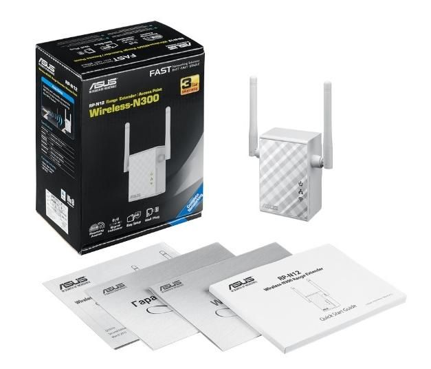 Розширювач покриття WiFi  ASUS RP-N12  N300 1хFE LAN