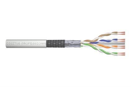 DIGITUS CAT 6 SF-UTP patch cable, raw, Length 305m, Paper Box, AWG 26/7 Color grey