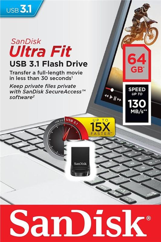 SanDisk   64GB USB 3.1 Type-A Ultra Fit Black