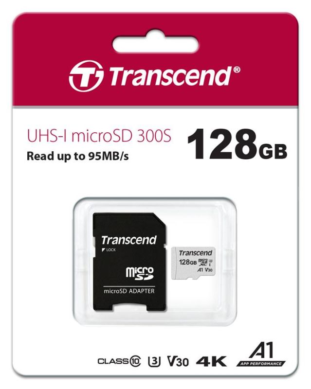 Карта пам'яті Transcend microSD  128GB C10 UHS-I R100/W40MB/s + SD