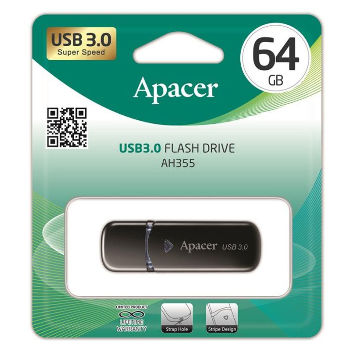 Накопитель Apacer  64GB USB 3.2 Type-A AH355 Чёрный