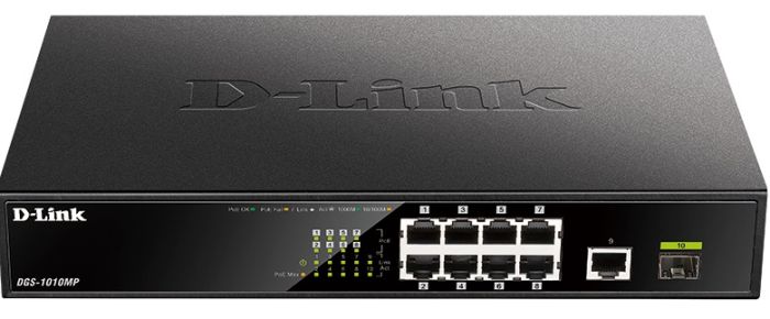 D-Link Switch DGS-1008MP 9xGE PoE, 1xSFP, 125W Unmanaged Gigabit