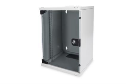 Шкаф DIGITUS 10", 9U, стеклянная дверь, 312x300 мм, 30кг максимально, серый