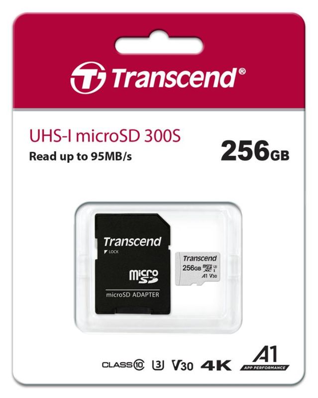 Карта пам'яті Transcend microSD  256GB C10 UHS-I R100/W40MB/s + SD