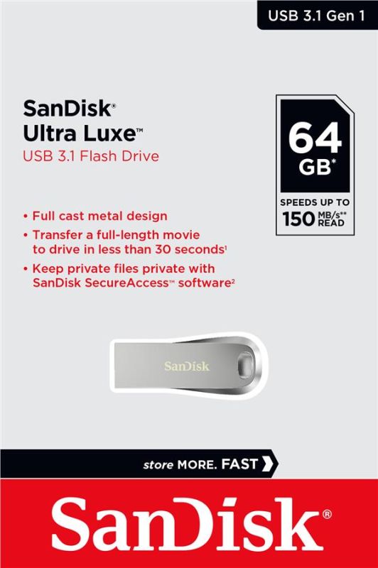 Накопичувач SanDisk   64GB USB 3.1 Type-A Ultra Luxe Срібний