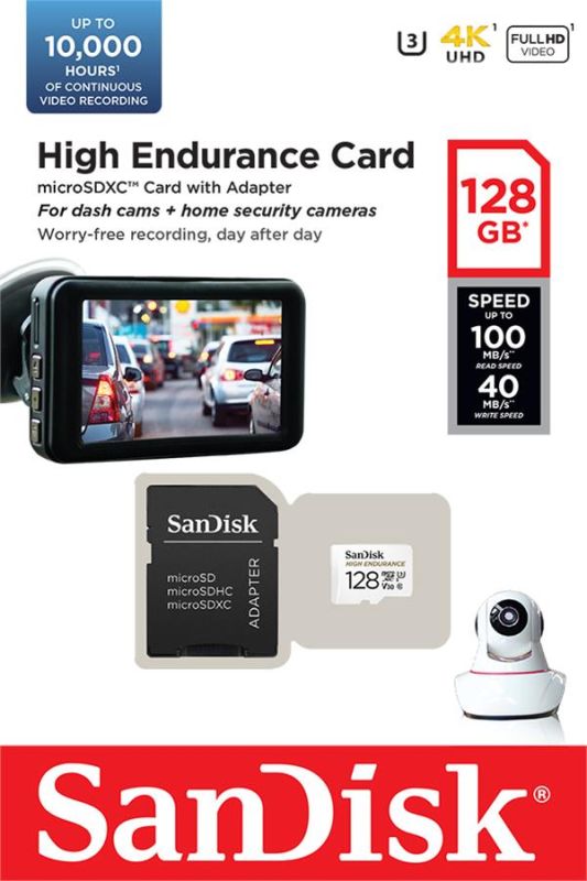 SanDisk microSD  128GB C10 UHS-I U3 V30 R100/W40MB/s High Endurance