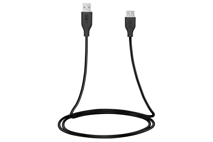 Кабель 2E USB-A > USB-AF заряджання/синхронізації 1.8м, чорний
