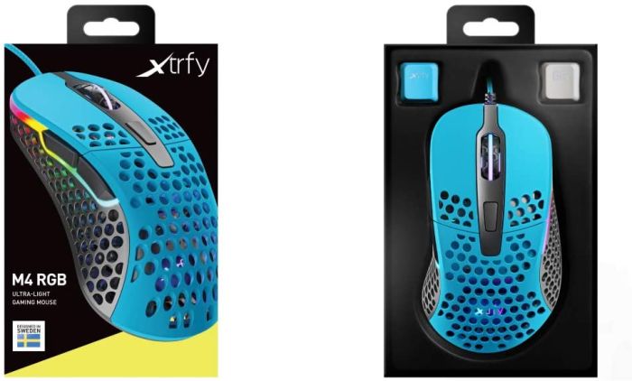 Mouse Xtrfy M4, USB-A, RGB, Miami Blue