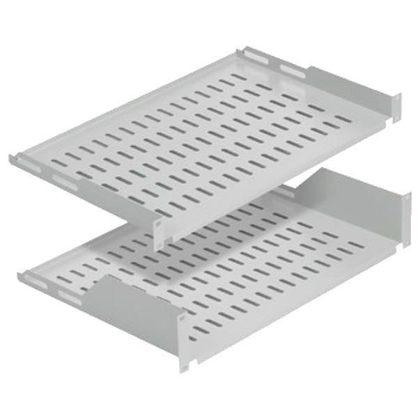 MIRSAN 2U 19" D=350MM RACK MOUNT SHELF  BLACK