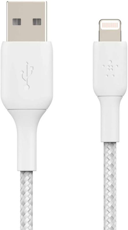 Кабель USB-A > Lightning заряджання/синхронізації Belkin 1м, 12Вт, плетений, білий