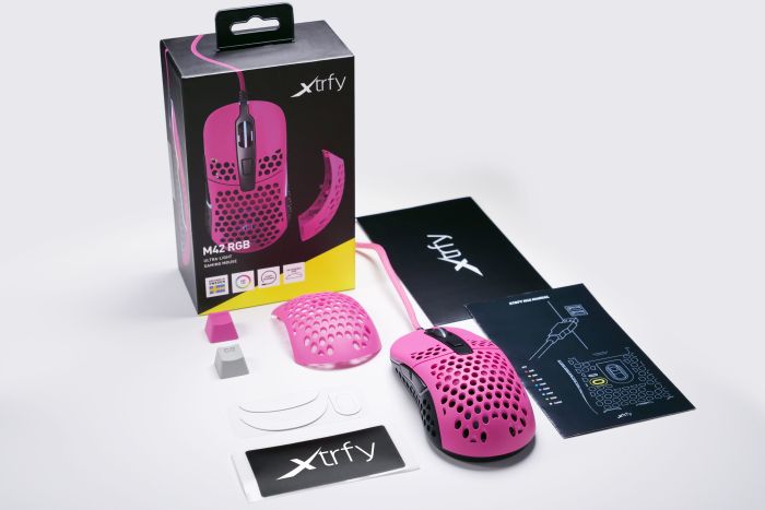 Мышь Xtrfy M42, USB-A, RGB, Рожевий