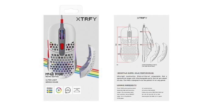 Мышь Xtrfy M42, USB-A, RGB,  Retro