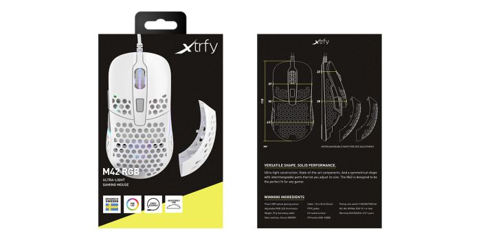 Mouse Xtrfy M42, USB-A, RGB,  Білий