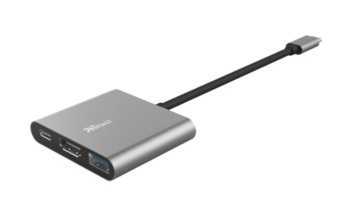 Хаб Trust Dalyx 3-in-1 USB-С > USB-А 3.2/USB-С/HDMI, Алюміній, 0.1м, чорний