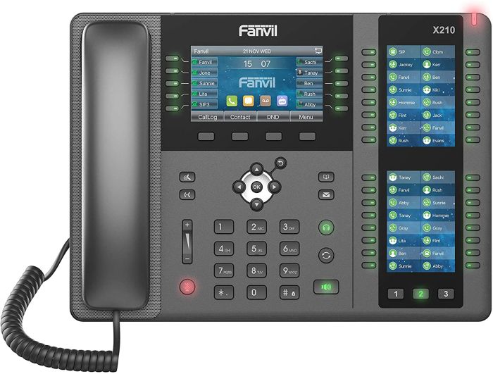 Телефон IP   2xGE LAN, 1xUSB-A, BT 4.2, 20 SIP line, PoE, 4.3" цветной экран, до 106 DSS клавиш Fanvil X210