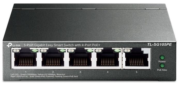 Коммутатор TP-LINK  5xGE (4xPoE) 65Вт, WebSmart TP-Link TL-SG105PE
