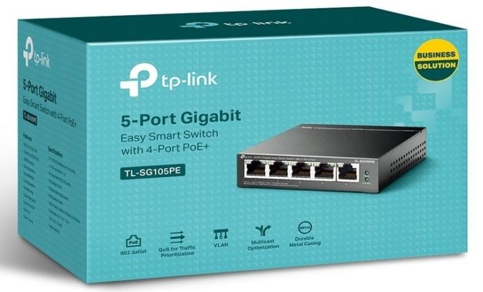 Коммутатор TP-LINK  5xGE (4xPoE) 65Вт, WebSmart TP-Link TL-SG105PE