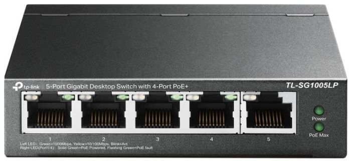 Комутатор TP-LINK  5xGE (4xPoE), 40Вт, Некерований TP-Link TL-SG1005LP