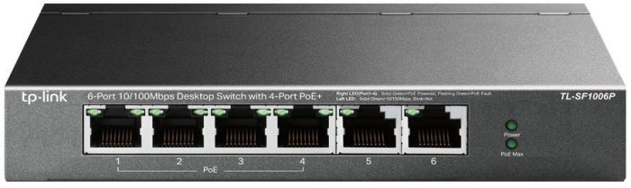 TP-LINK Switch  6x1FE (4xPoE), 67W, Unmanageable TP-Link TL-SF1006P
