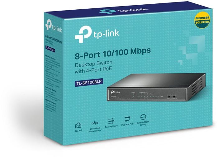 TP-LINK Switch , 8x1FE (4xPoE), 41W, Unmanageable TP-Link TL-SF1008LP