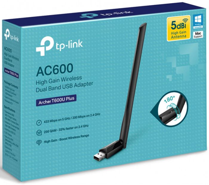 Адаптер WiFi TP-LINK Archer T600U plus AC600, USB