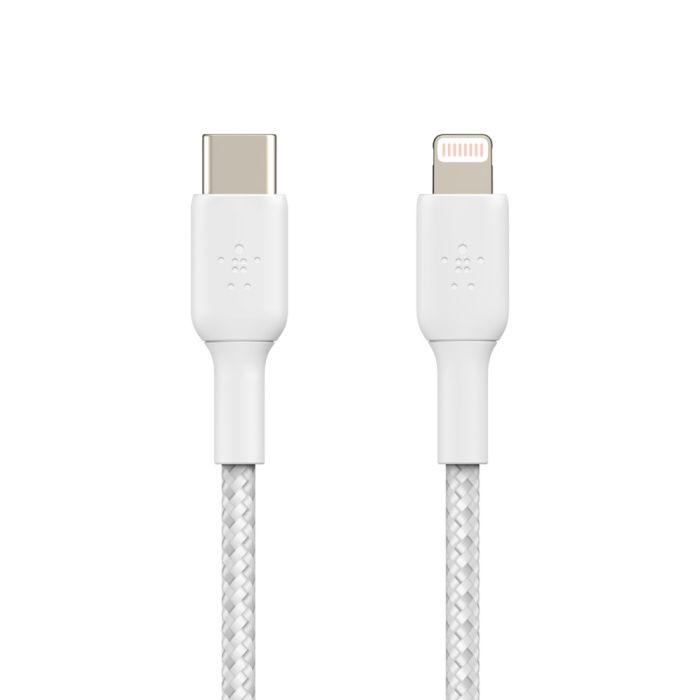 Кабель USB-C > Lightning зарядки/синхронизации Belkin 1м, 30Вт, Type-C, витой, белый