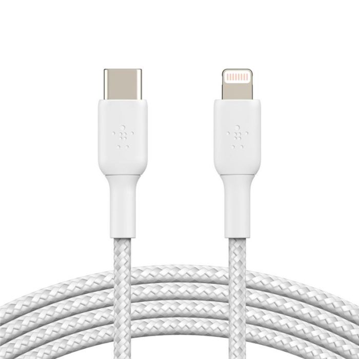 Кабель USB-C > Lightning зарядки/синхронизации Belkin 1м, 30Вт, Type-C, витой, белый