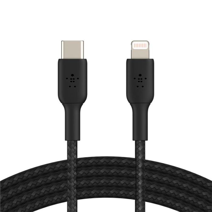 Кабель USB-C > Lightning зарядки/синхронизации Belkin 1м, 30Вт, Type-C, витой, черный
