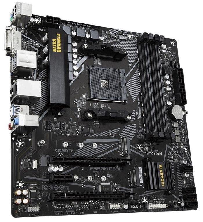 GIGABYTE Motherbard B550M DS3H sAM4 B550 4xDDR4 M.2 HDMI DVI mATX