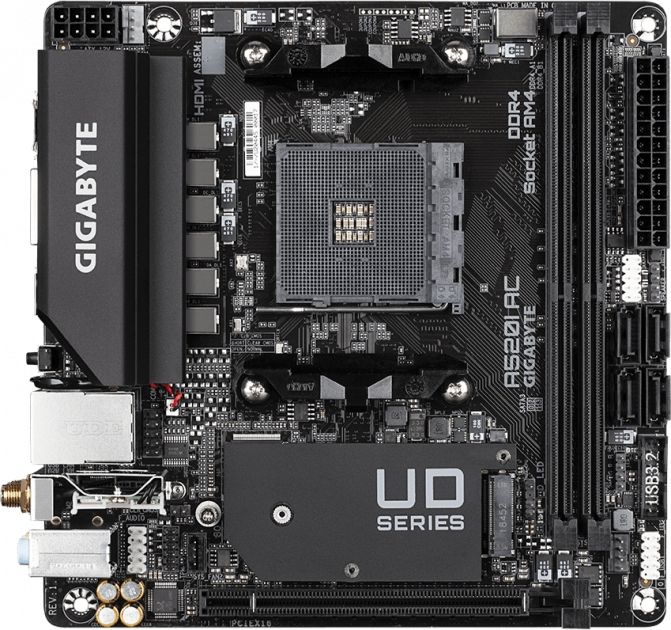 Материнська плата GIGABYTE A520I AC sAM4 A520 2xDDR4 M.2 HDMI DP Wi-Fi BT mITX