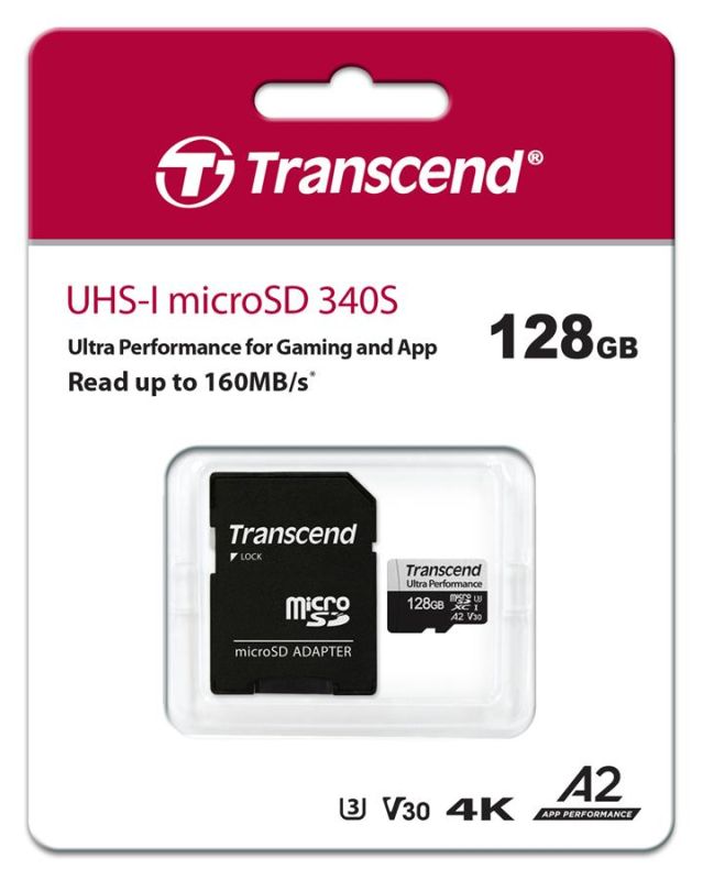 Карта пам'яті Transcend microSD  128GB C10 UHS-I U3 A2 R160/W90MB/s + SD
