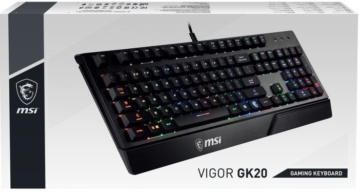 Клавиатура мембрана MSI Vigor GK20 UA 104key, USB-A, EN/UKR/RU, ColorLED, чёрный