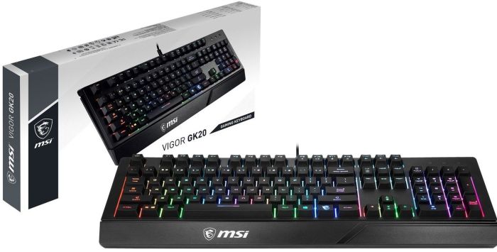 Клавиатура мембрана MSI Vigor GK20 UA 104key, USB-A, EN/UKR/RU, ColorLED, чёрный
