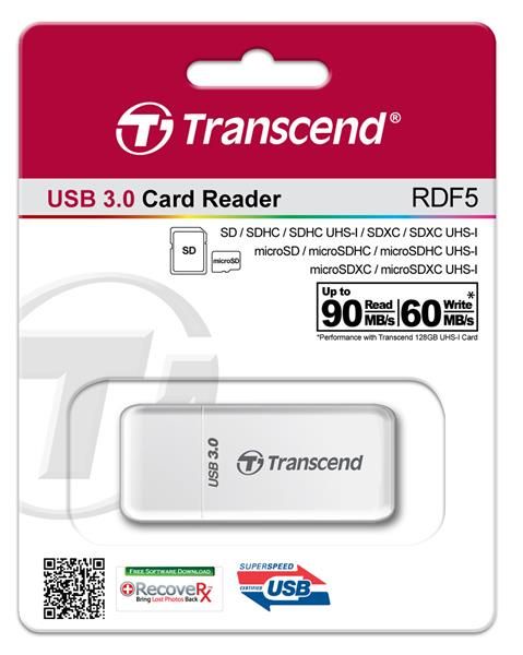 Кардрідер Transcend USB 3.1 Type-A > microSD/SD Білий