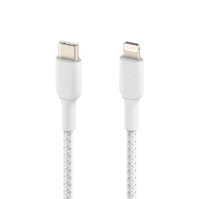 Кабель USB-C > Lightning зарядки/синхронизации Belkin 2м, 30Вт, Type-C, витой, белый