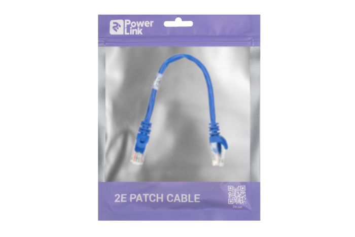 Patch Cable 2E Cat 5e,UTP,RJ45, 26AWG,7/0.16 CCA, 0.20m,PVC,Blue