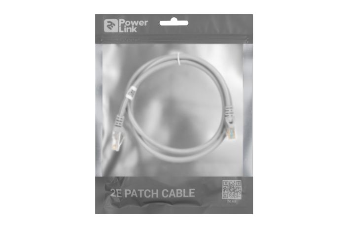 Патч-корд 2E САТ 6, UTP, 1м, 26AWG, RJ45, 7/0.16, Cu, PVC, сірий