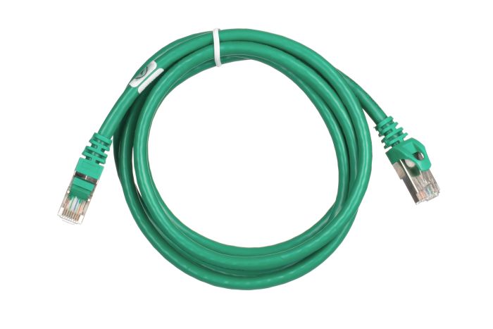 Patch Cable 2E Cat 6,Shielding S-FTP,metal foil pairs,braided cable,RJ45, 4X2 27AWG ,7/0.14 Cu, 1.50 m,PVC, Green