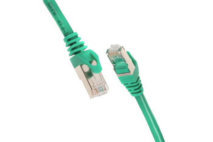 Patch Cable 2E Cat 6,Shielding S-FTP,metal foil pairs,braided cable,RJ45, 4X2 27AWG ,7/0.14 Cu, 1.50 m,PVC, Green
