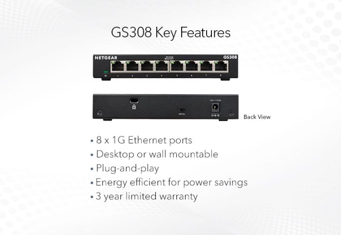 NETGEAR Switch GS308 8xGE, Unmanaged