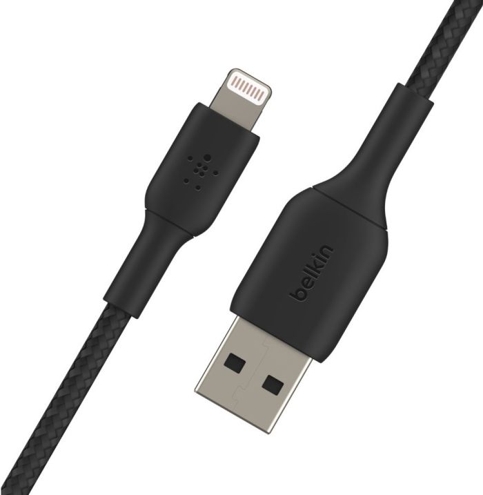 Кабель USB-A > Lightning заряджання/синхронізації Belkin 2м, 12Вт, плетений, чорний