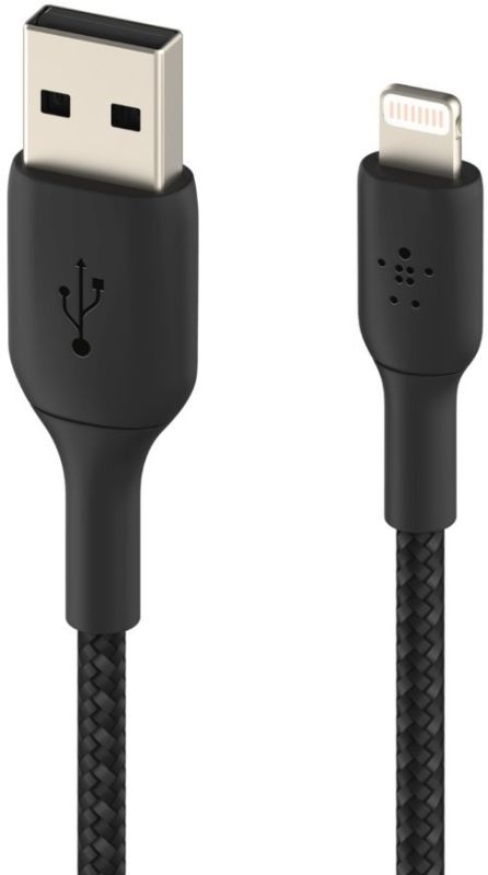 Кабель USB-A > Lightning заряджання/синхронізації Belkin 2м, 12Вт, плетений, чорний